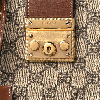 Gucci GG Supreme Monogram Calfskin Small Padlock Tote Beige Ebony Tuscany 9 of 11