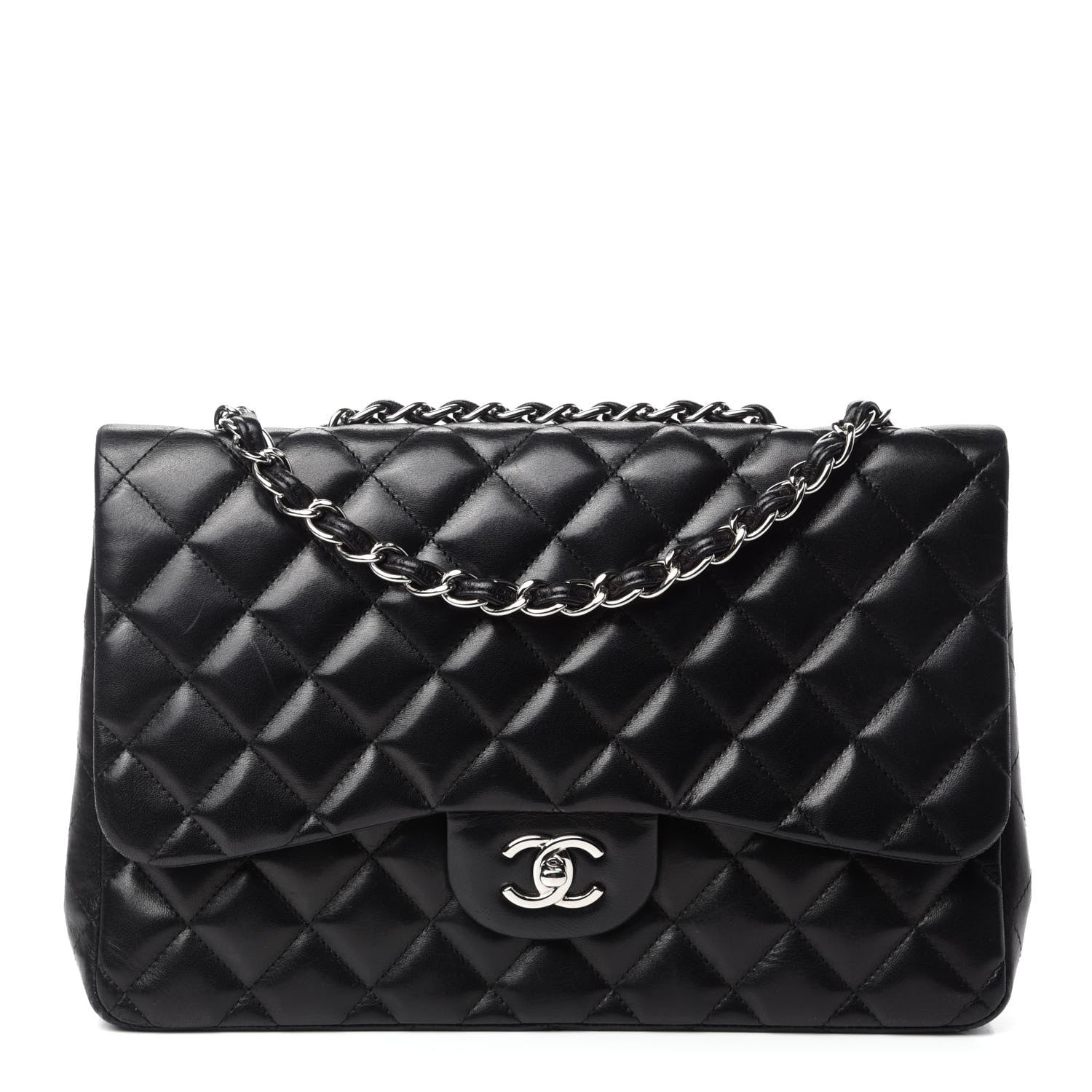 Chanel Lambskin Quilted Jumbo Single Flap Black 1 of 12