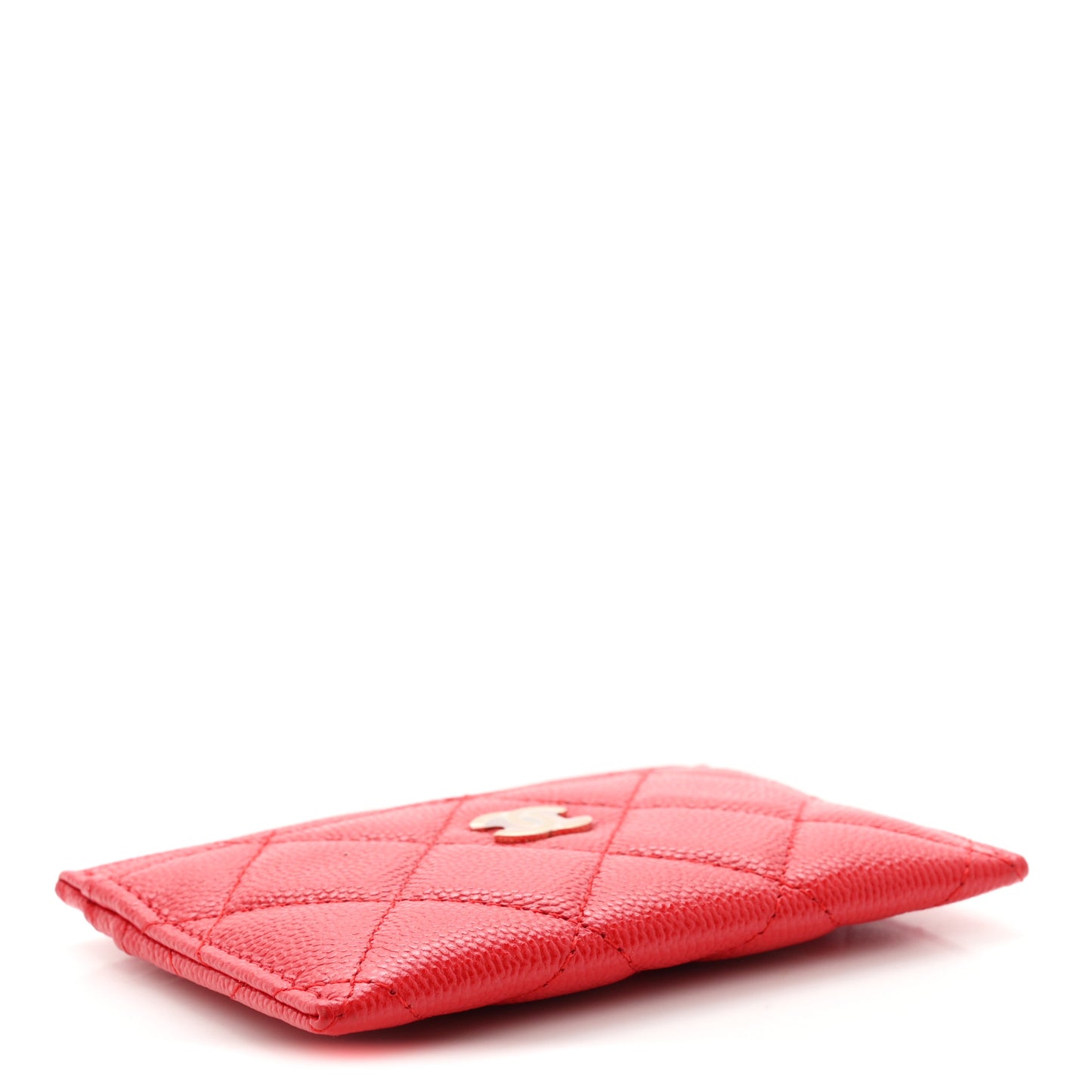 Caviar Quilted Card Holder Red