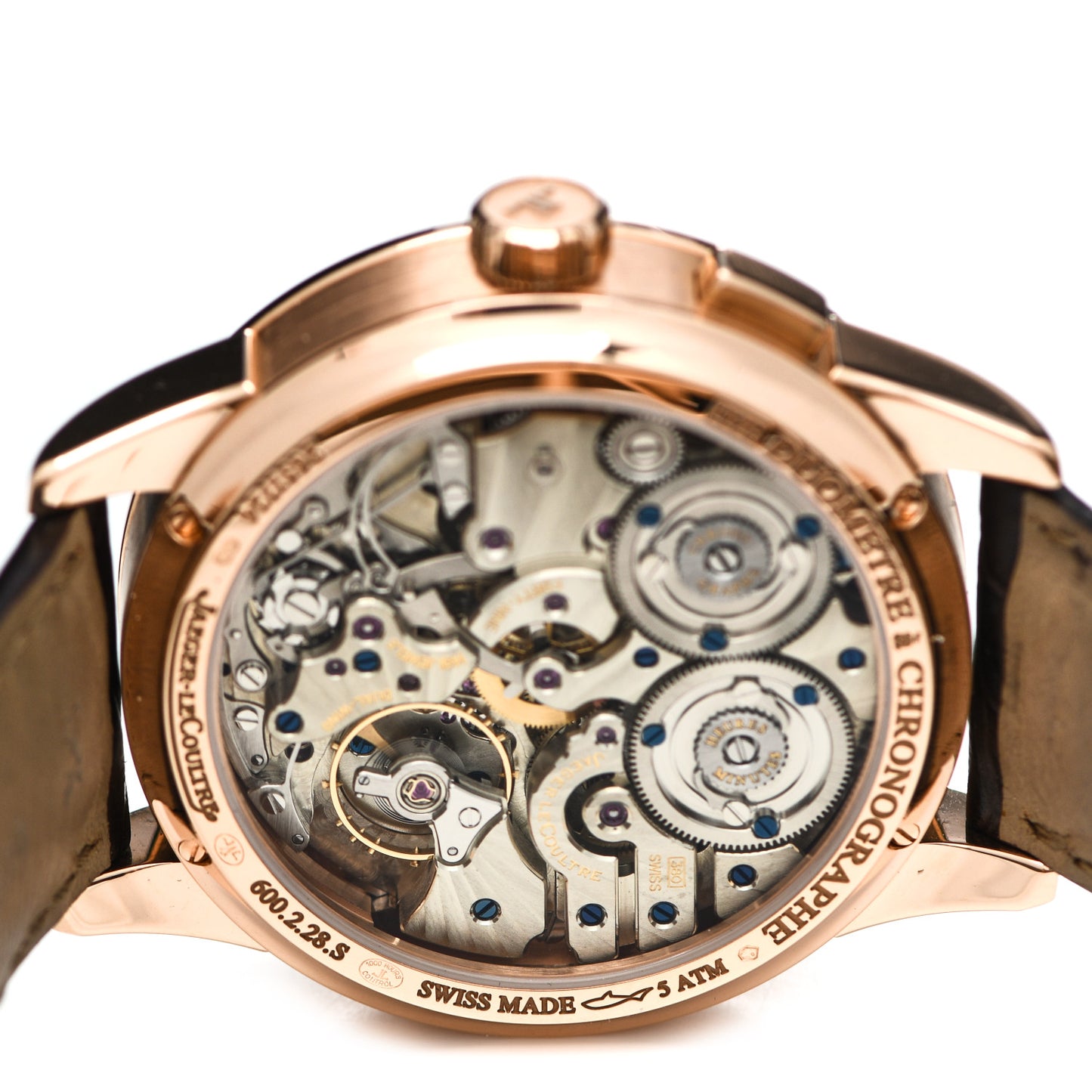 18K Rose Gold Alligator 42mm Duometre Chronograph Manual Winding Watch Q6012420