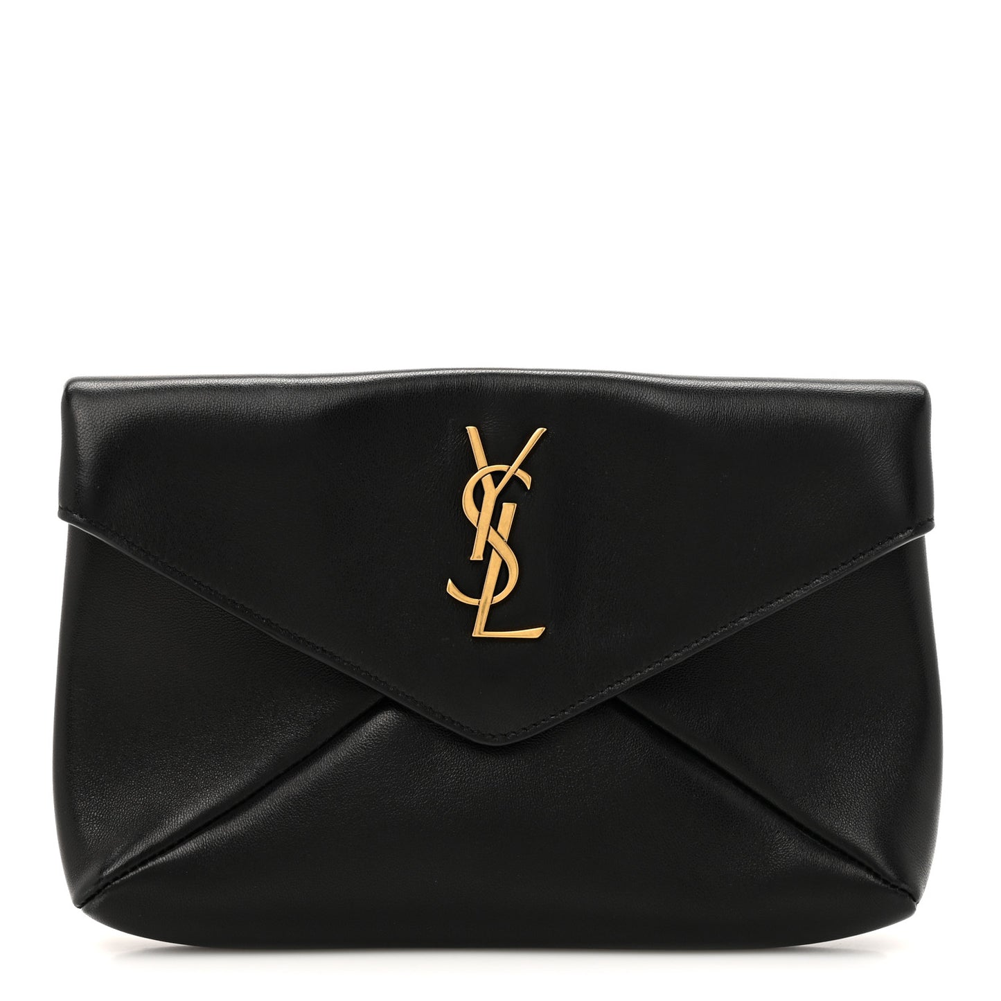Lambskin Small Cassandre Envelope Pouch Black