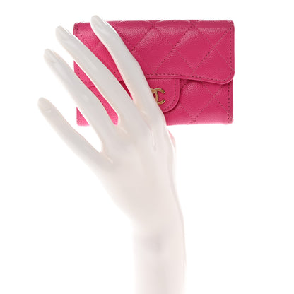 Chanel Caviar Quilted Flap Card Holder Wallet Dark Pink 2 of 11