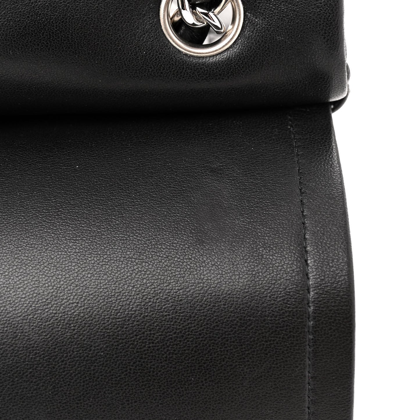 Lambskin Quilted Jumbo Double Flap Black