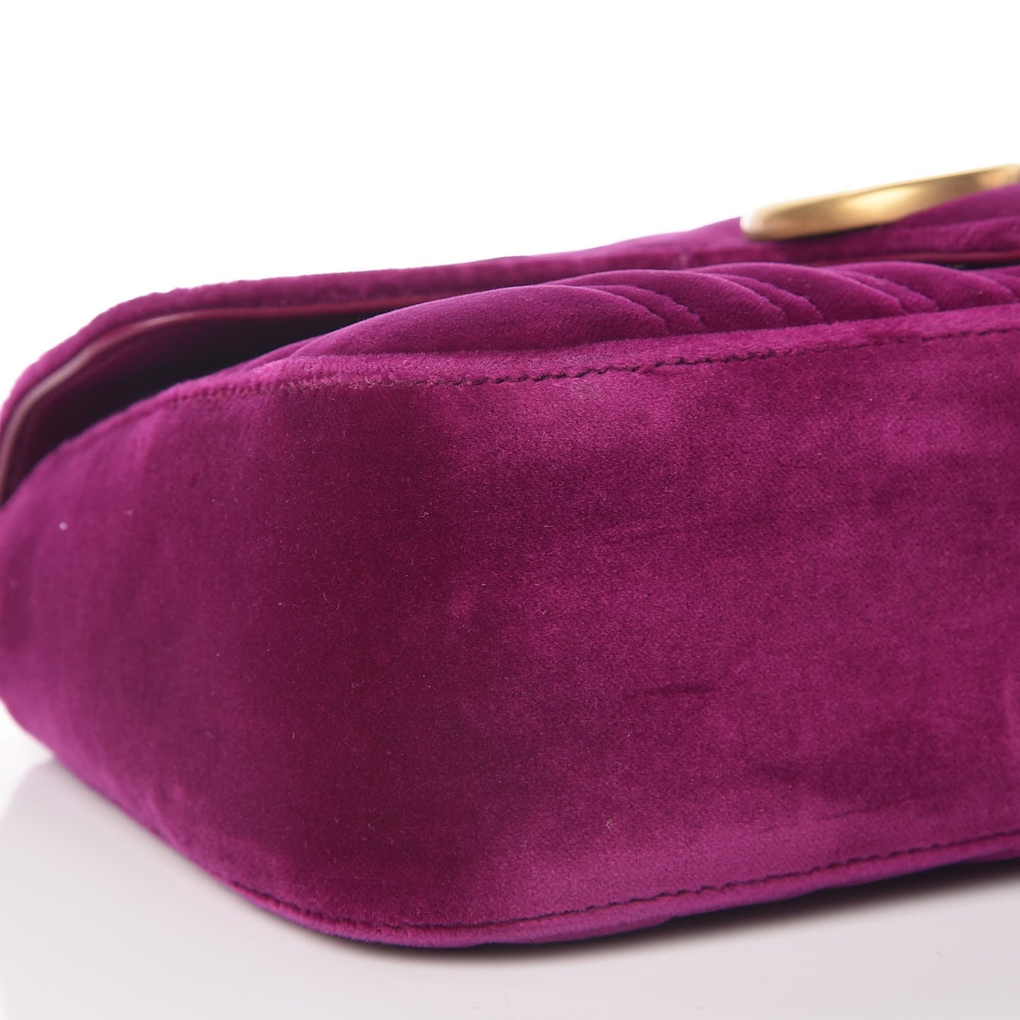 Velvet Matelasse Small GG Marmont Shoulder Bag Fuchsia Violet Cyclamen