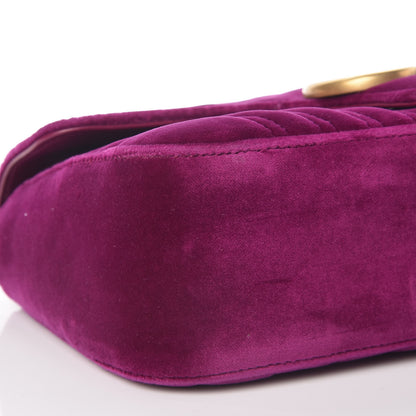 Gucci Velvet Matelasse Small GG Marmont Shoulder Bag Fuchsia Violet Cyclamen 5 of 12