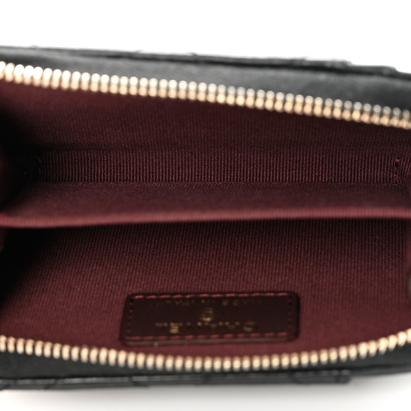 Lambskin Quilted Zip Card Holder Black