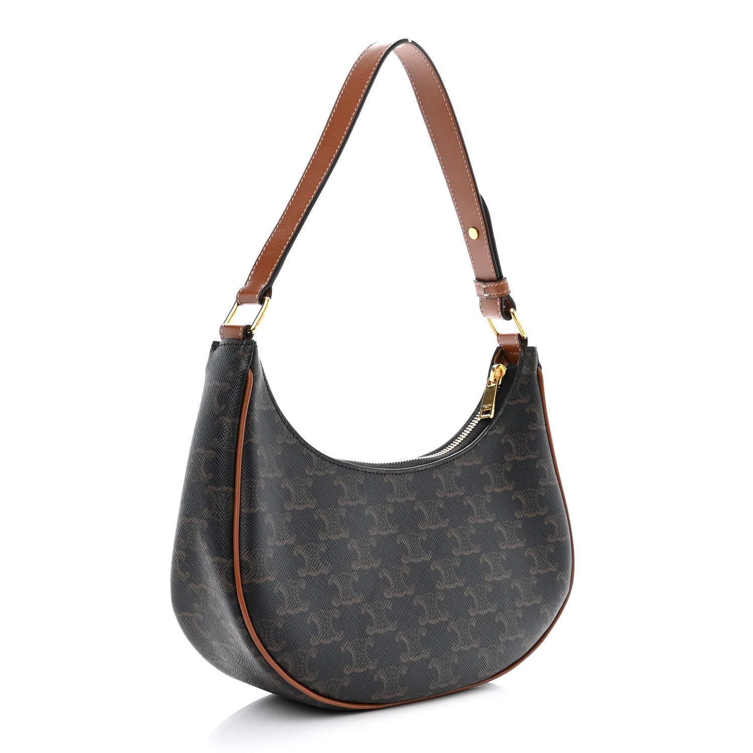 Celine Triomphe Canvas Calfskin Ava Shoulder Bag Tan 3 of 11