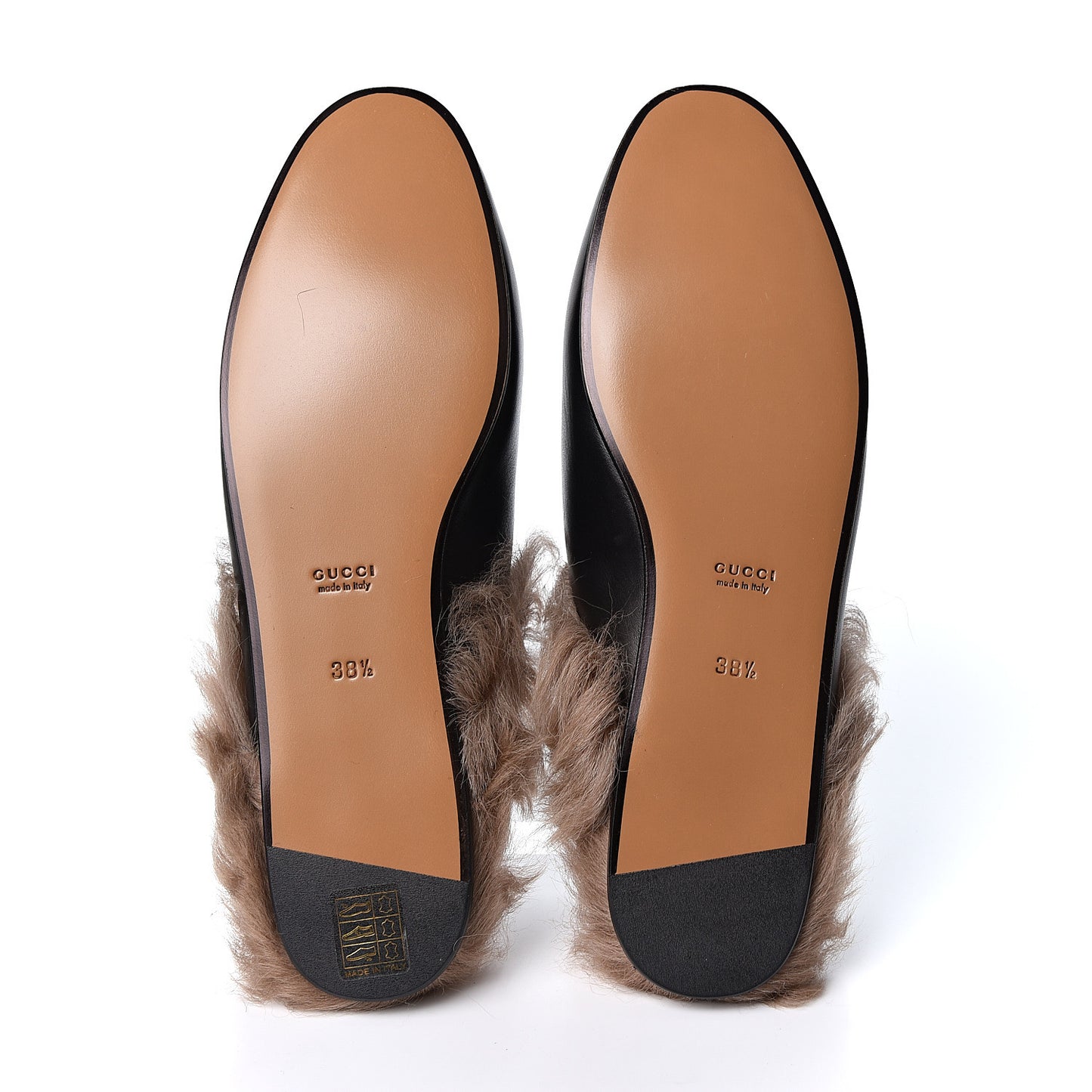 Calfskin Fur Womens Princetown Slippers 38.5 Black