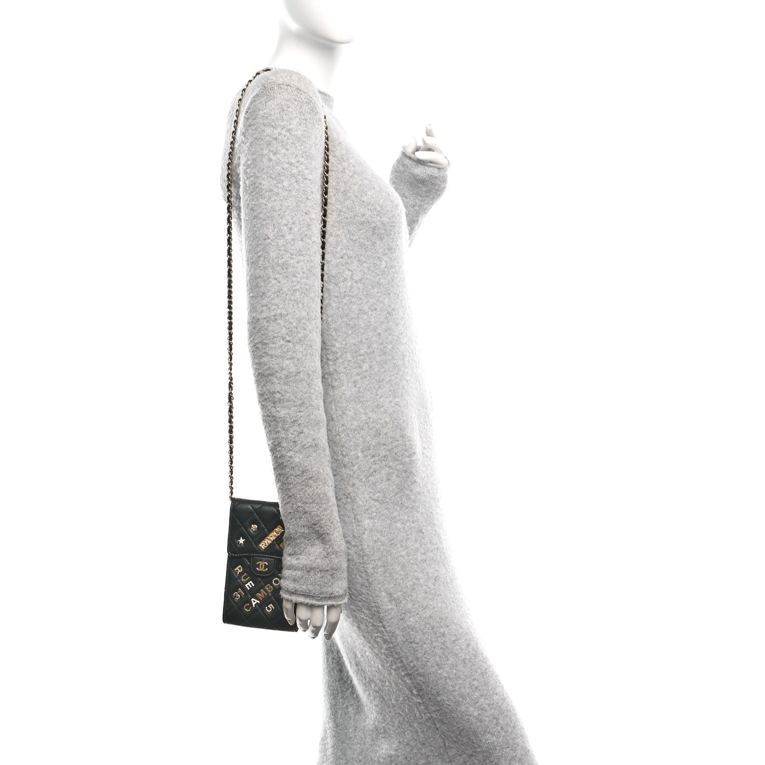 Chanel Lambskin Quilted Lucky Charm Phone Holder Black 2 of 10