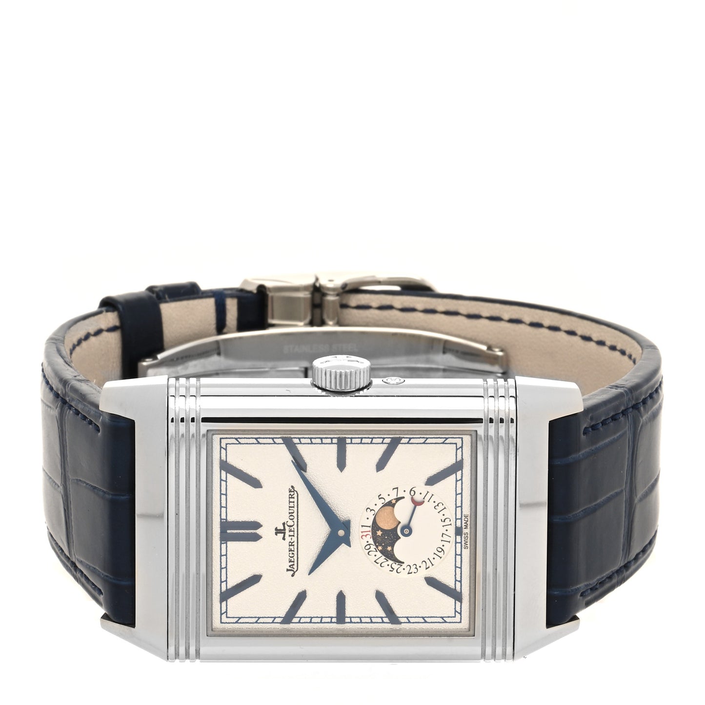Stainless Steel Alligator 29.9mm Reverso Tribute Moon Manual Winding Watch Q3958420