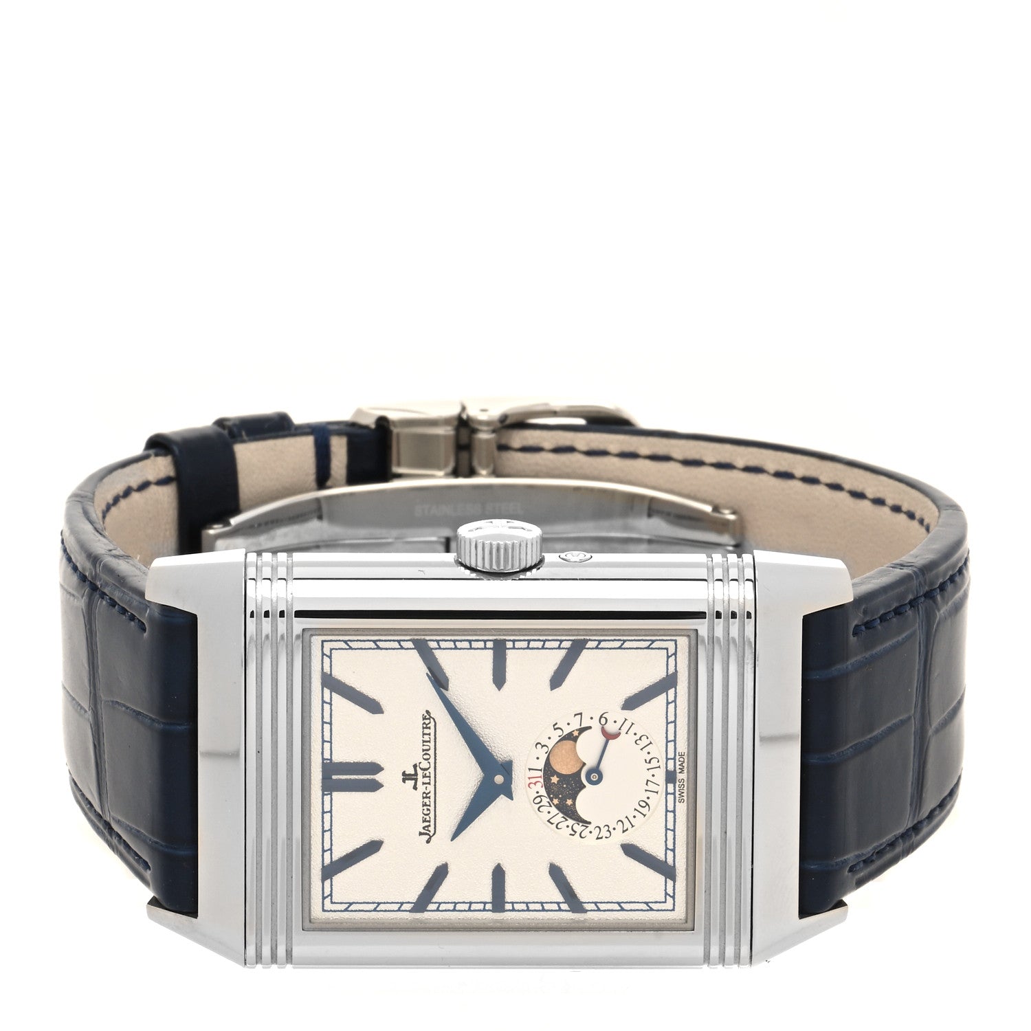 Jaeger-LeCoultre Stainless Steel Alligator 29.9mm Reverso Tribute Moon Manual Winding Watch Q3958420 2 of 6
