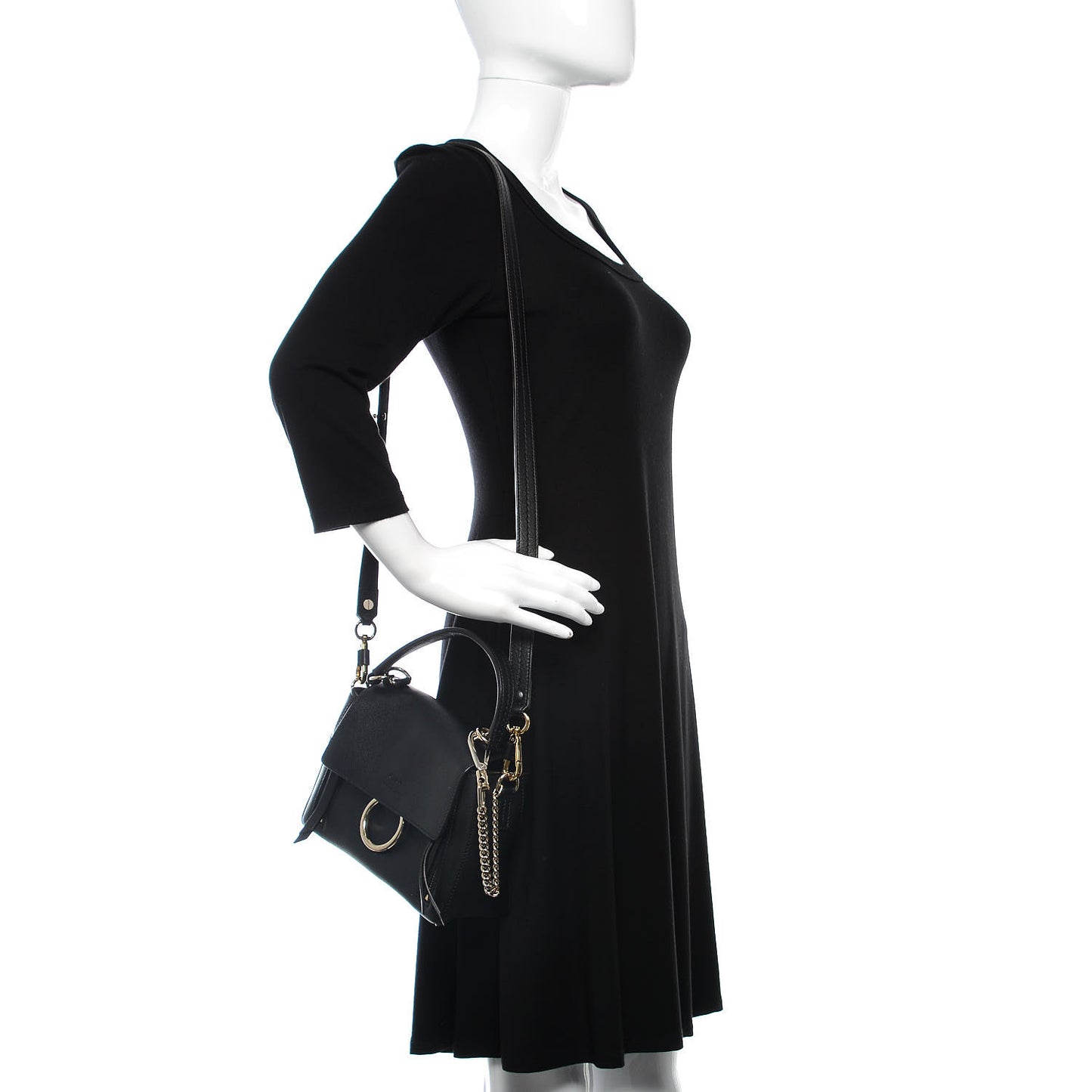 Calfskin Mini Faye Day Shoulder Bag Black