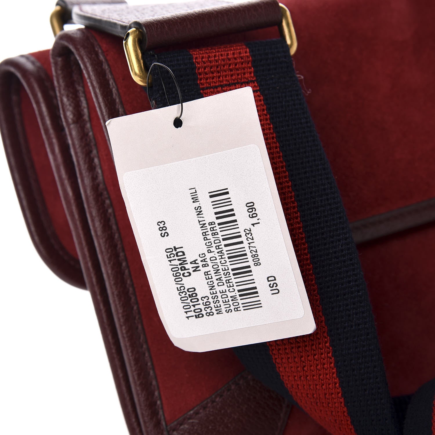 Gucci Suede Web Small Neo Vintage Double Flap Messenger Bag Romantic Cherry Chardonnay 15 of 16