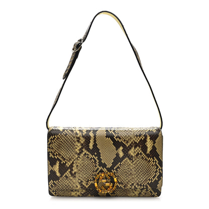 Gucci Snakeskin Crystal GG Broadway Shoulder Bag Yellow 1 of 10
