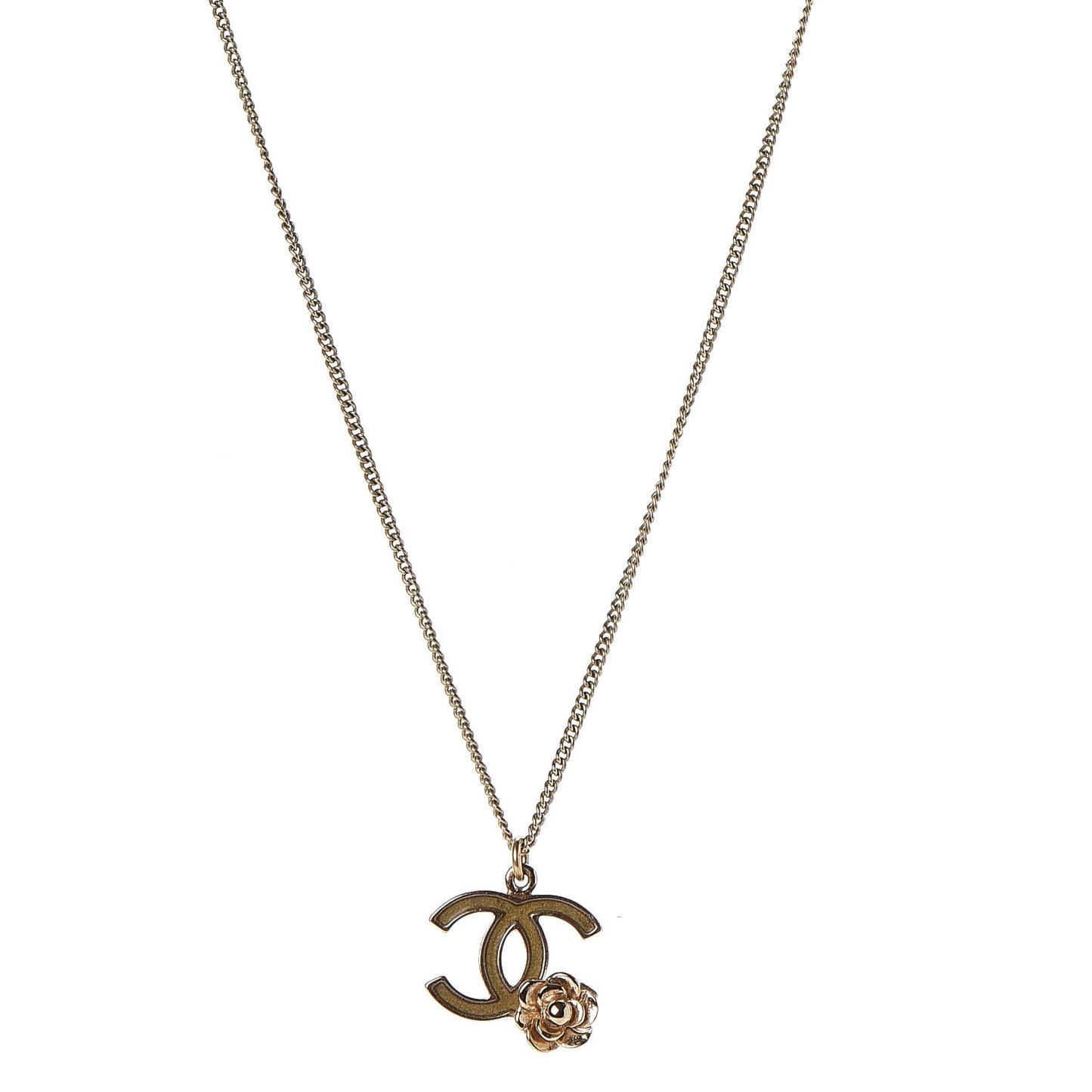 Enamel CC Camellia Necklace Gold