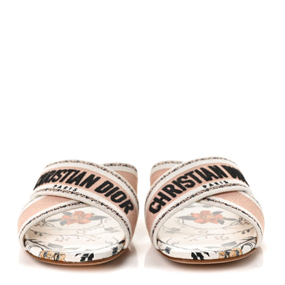 Christian Dior Canvas Rose Mutabilis Embroidered Dway Criss Cross Slide Sandals 37 Multicolor 2 of 8