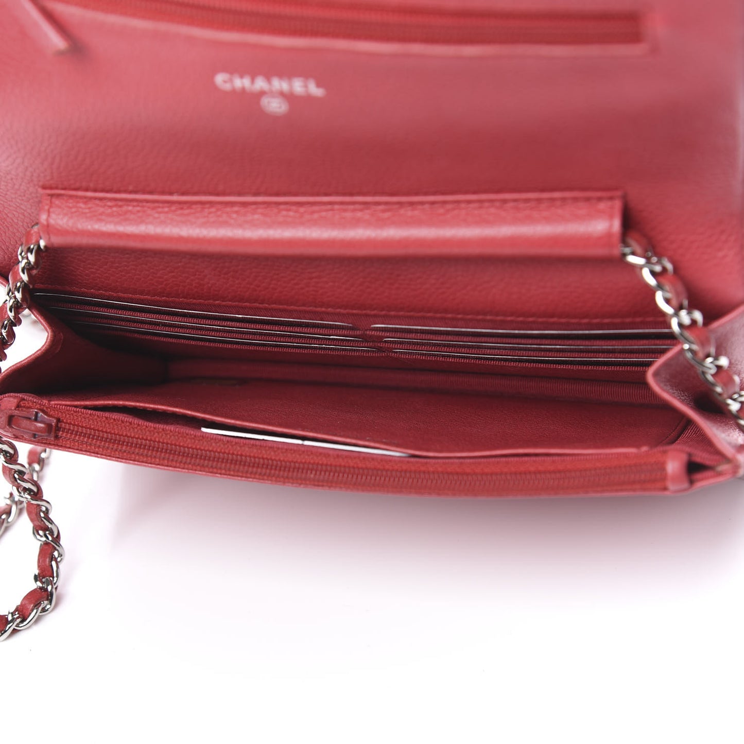 Caviar Quilted Wallet on Chain WOC Red