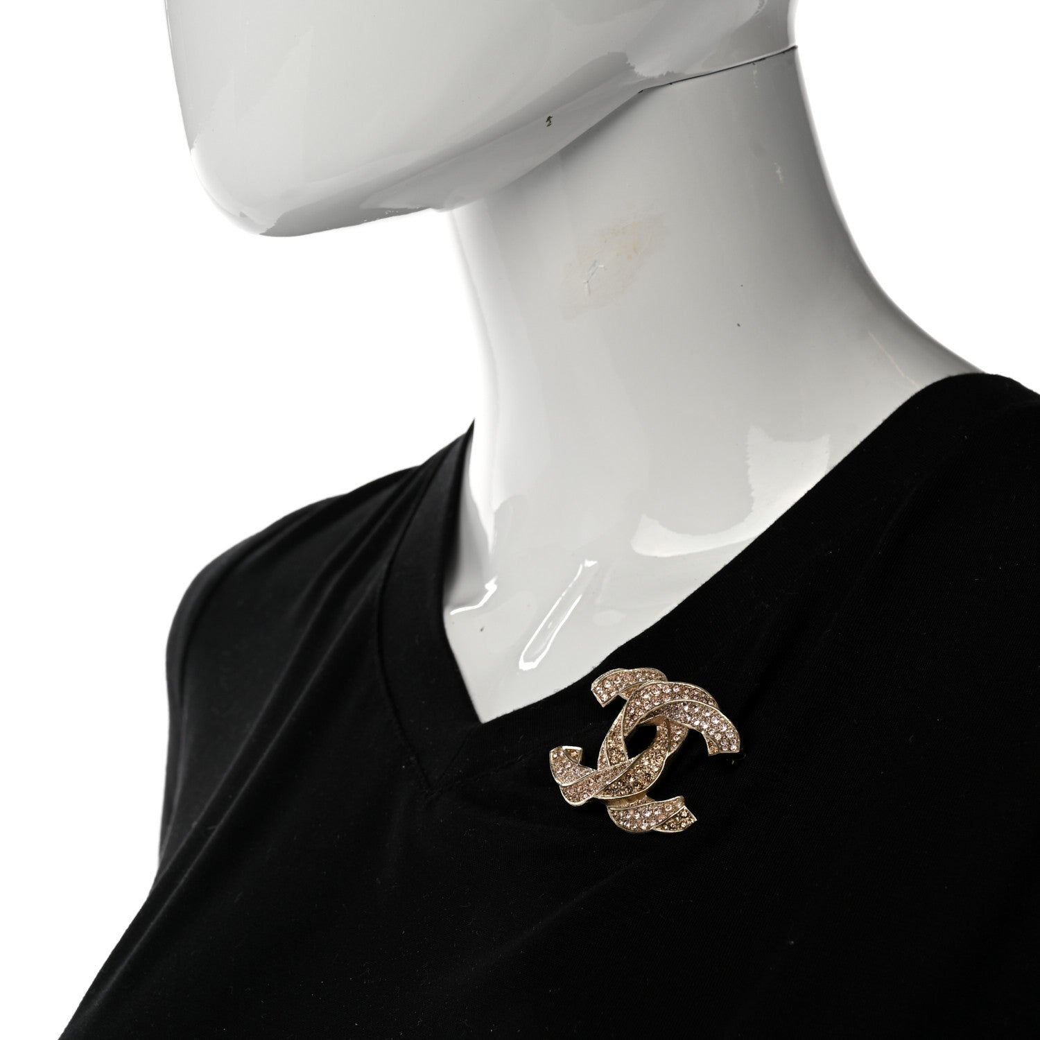 Chanel Crystal Twisted CC Brooch Gold Pale Pink 2 of 5