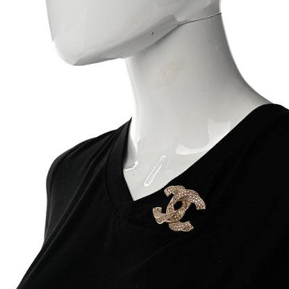 Chanel Crystal Twisted CC Brooch Gold Pale Pink 2 of 5