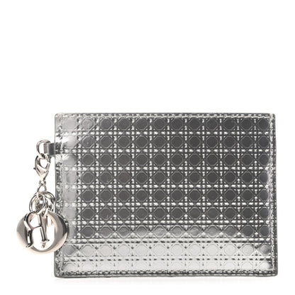 Christian Dior Metallic Patent Micro-Cannage Lady Dior Card Holder Silver 1 of 8