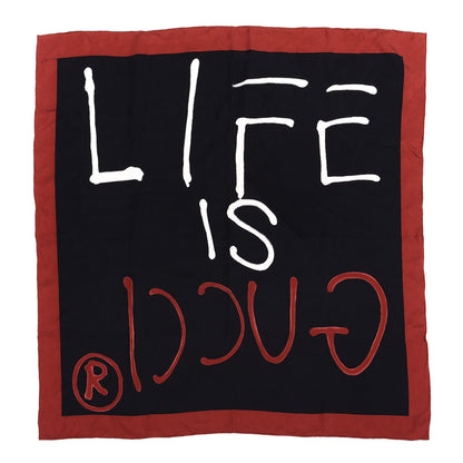 Gucci Silk Is Life Square Scarf Black Red 1 of 4