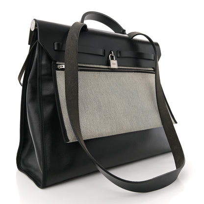 Hermes Toile H Berline Vache Hunter Herbag Zip 39 MM Black Ecru 4 of 15