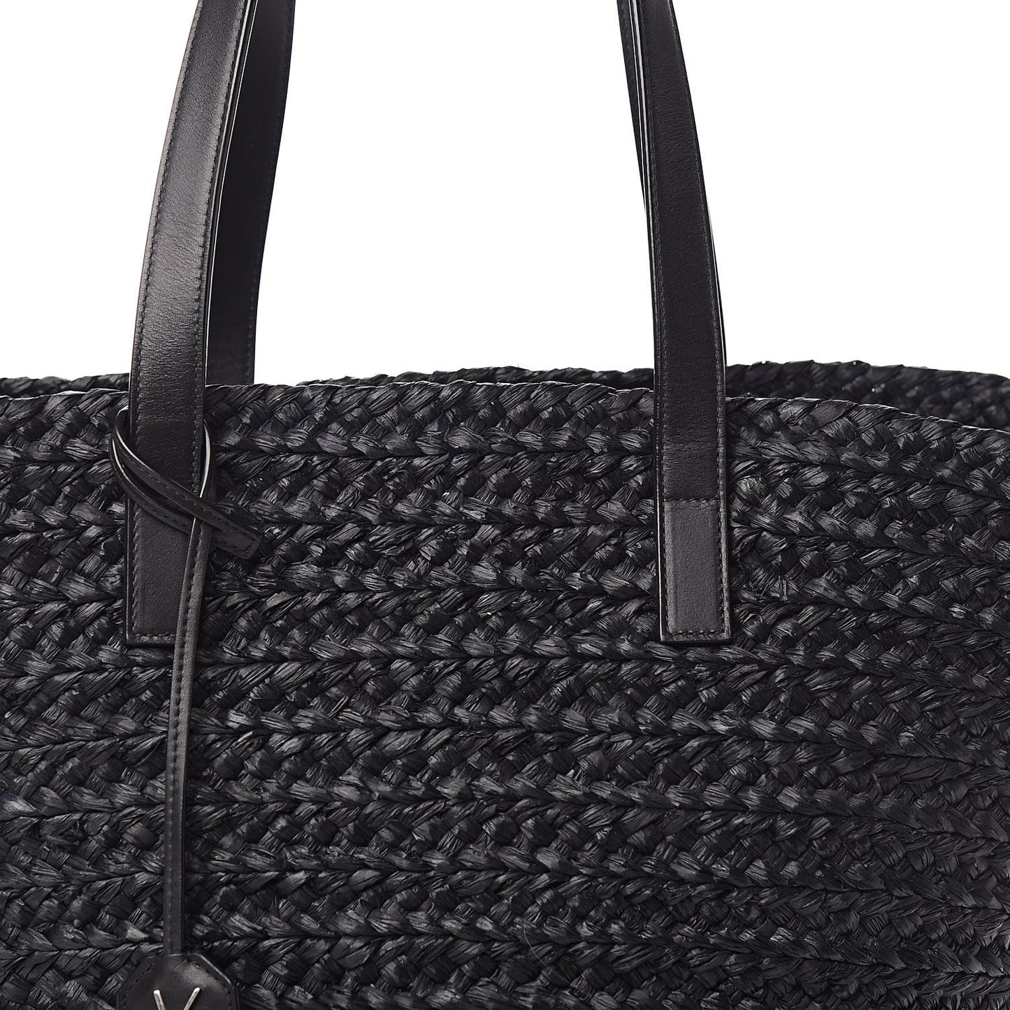 Raffia Medium Panier Bag Black