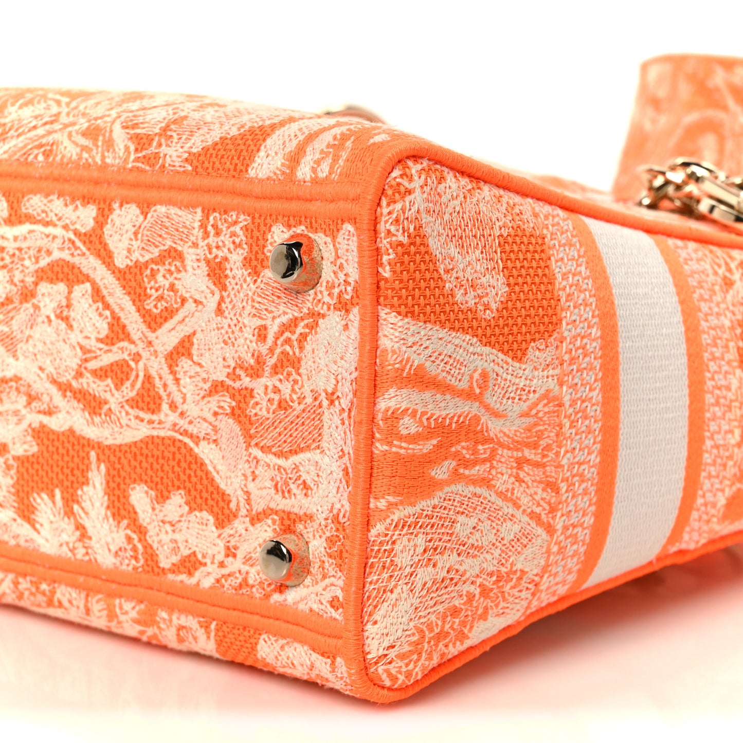 Canvas Toile De Jouy Reverse Embroidered Medium Lady D-Lite Fluorescent Orange
