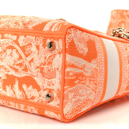 Christian Dior Canvas Toile De Jouy Reverse Embroidered Medium Lady D-Lite Fluorescent Orange 10 of 11