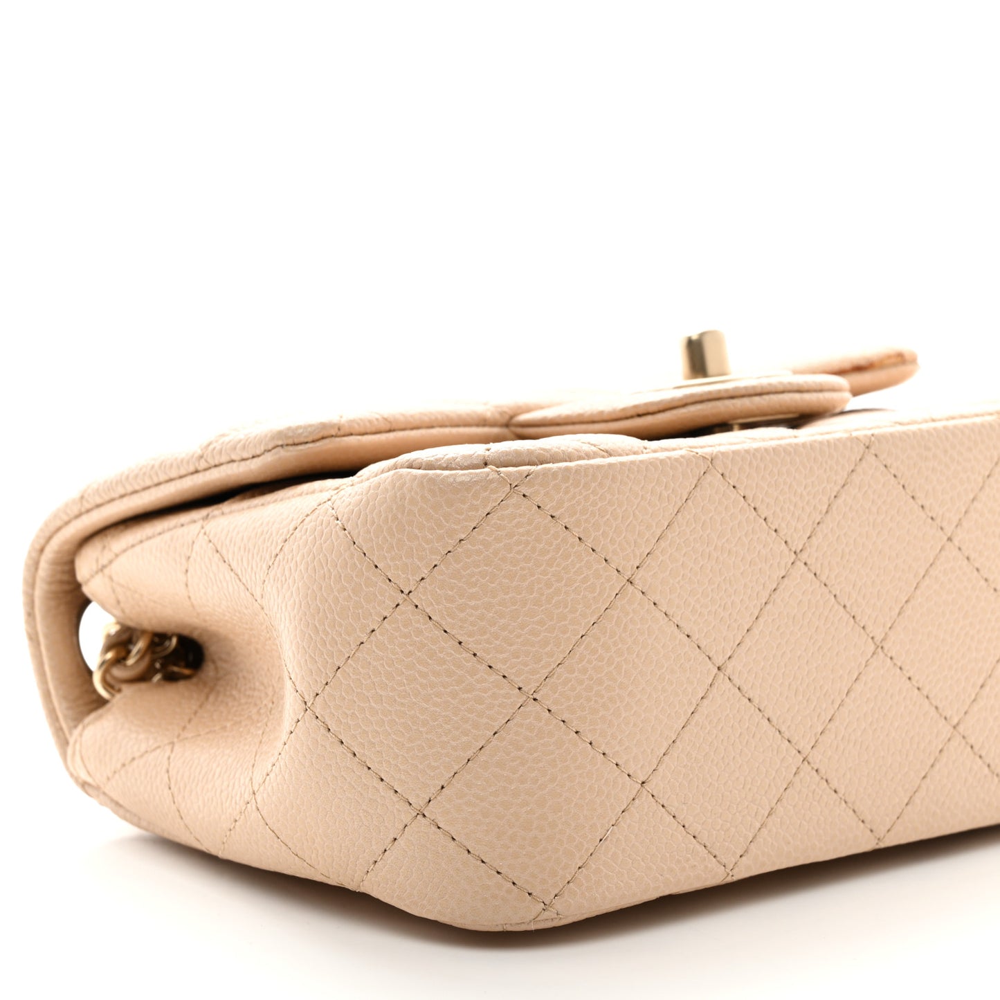 Caviar Quilted Mini Square Flap Beige