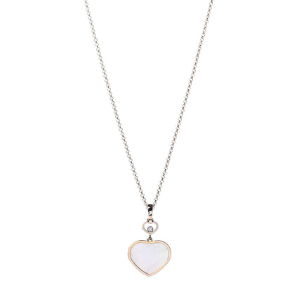 Chopard 18K Rose Gold Diamond Mother of Pearl Happy Hearts Necklace 1 of 6