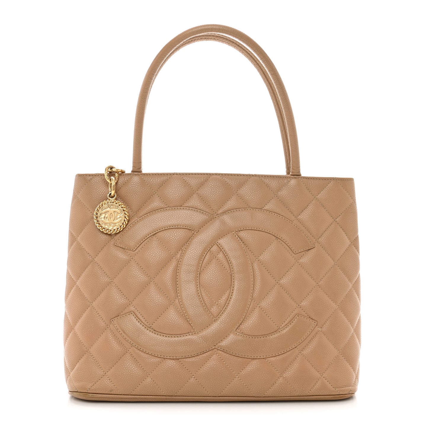 Caviar Quilted Medallion Tote Beige