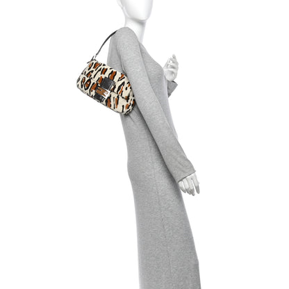 Fendi Calf Hair Leopard Print Baguette Brown 2 of 10