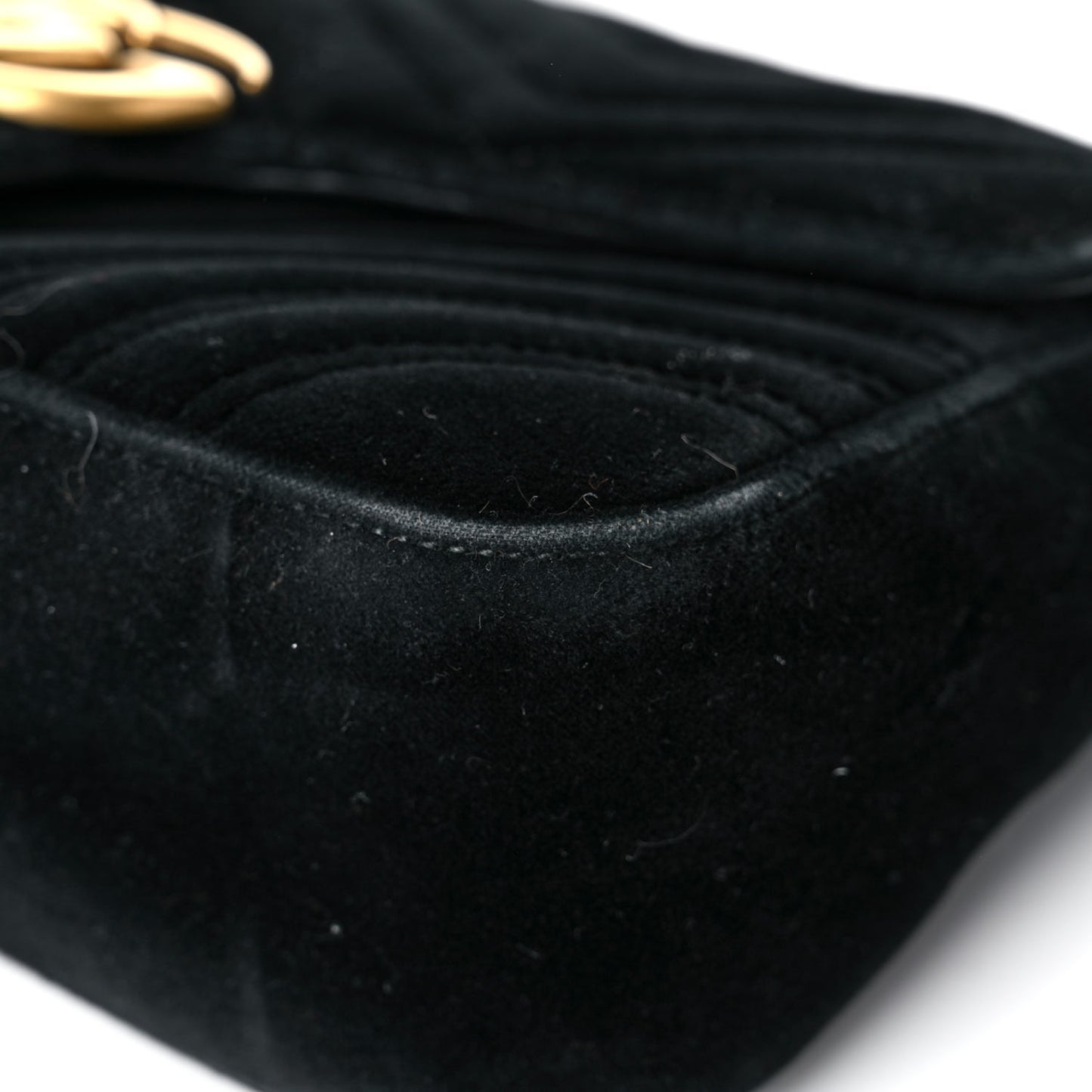 Velvet Matelasse Small GG Marmont Shoulder Bag Black