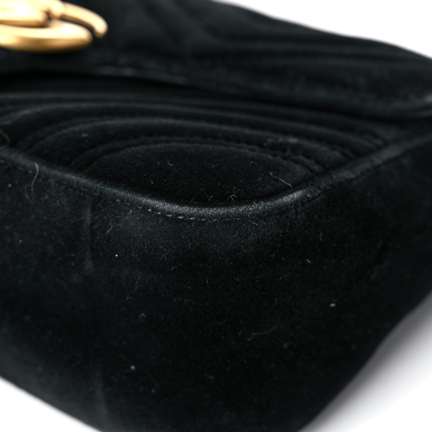 Gucci Velvet Matelasse Small GG Marmont Shoulder Bag Black 8 of 15