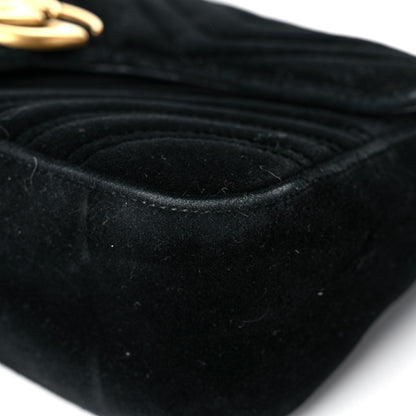 Gucci Velvet Matelasse Small GG Marmont Shoulder Bag Black 8 of 15