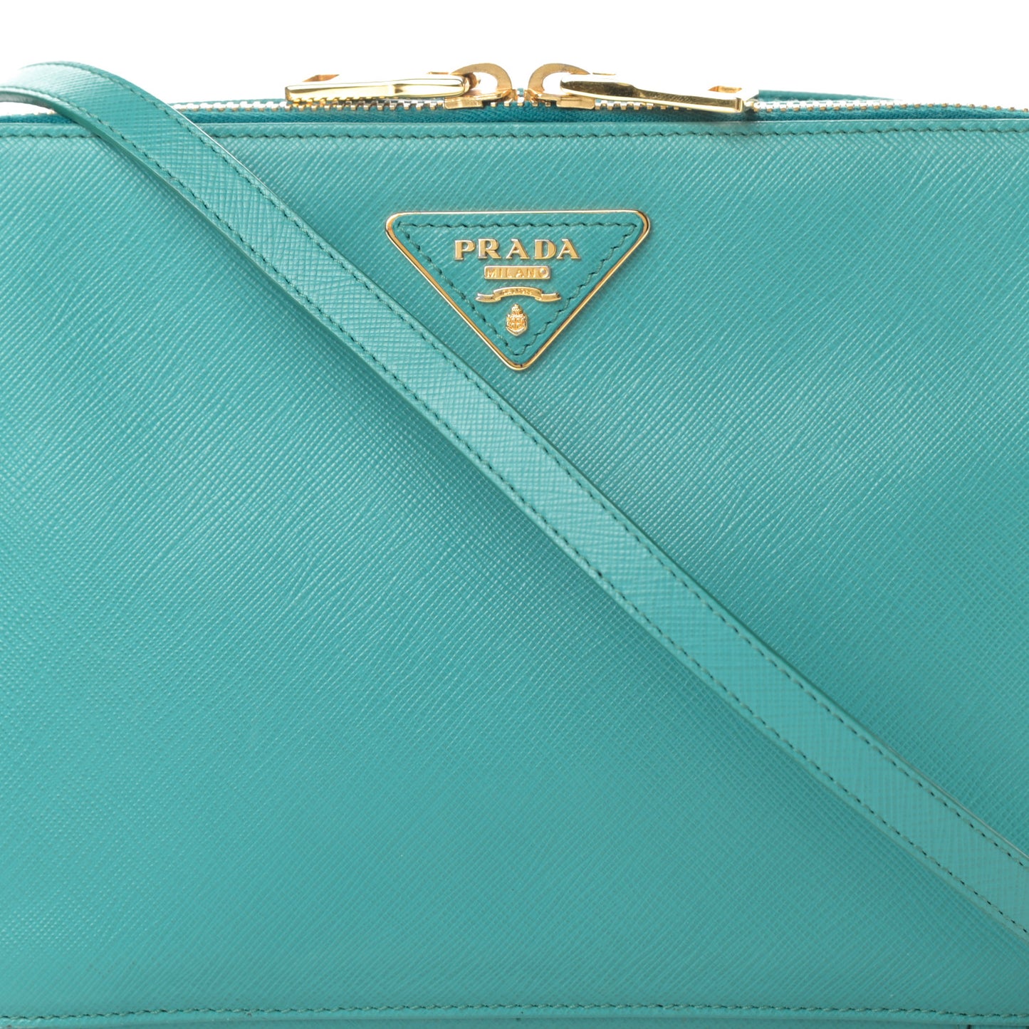 Saffiano Double Zip Camera Bag Turchese