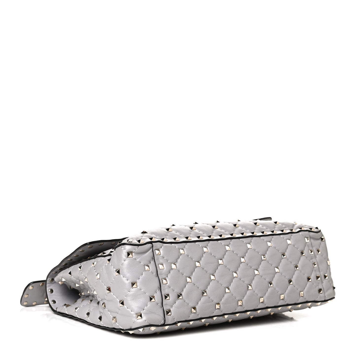Nappa Large Rockstud Spike Shoulder Bag Pastel Grey