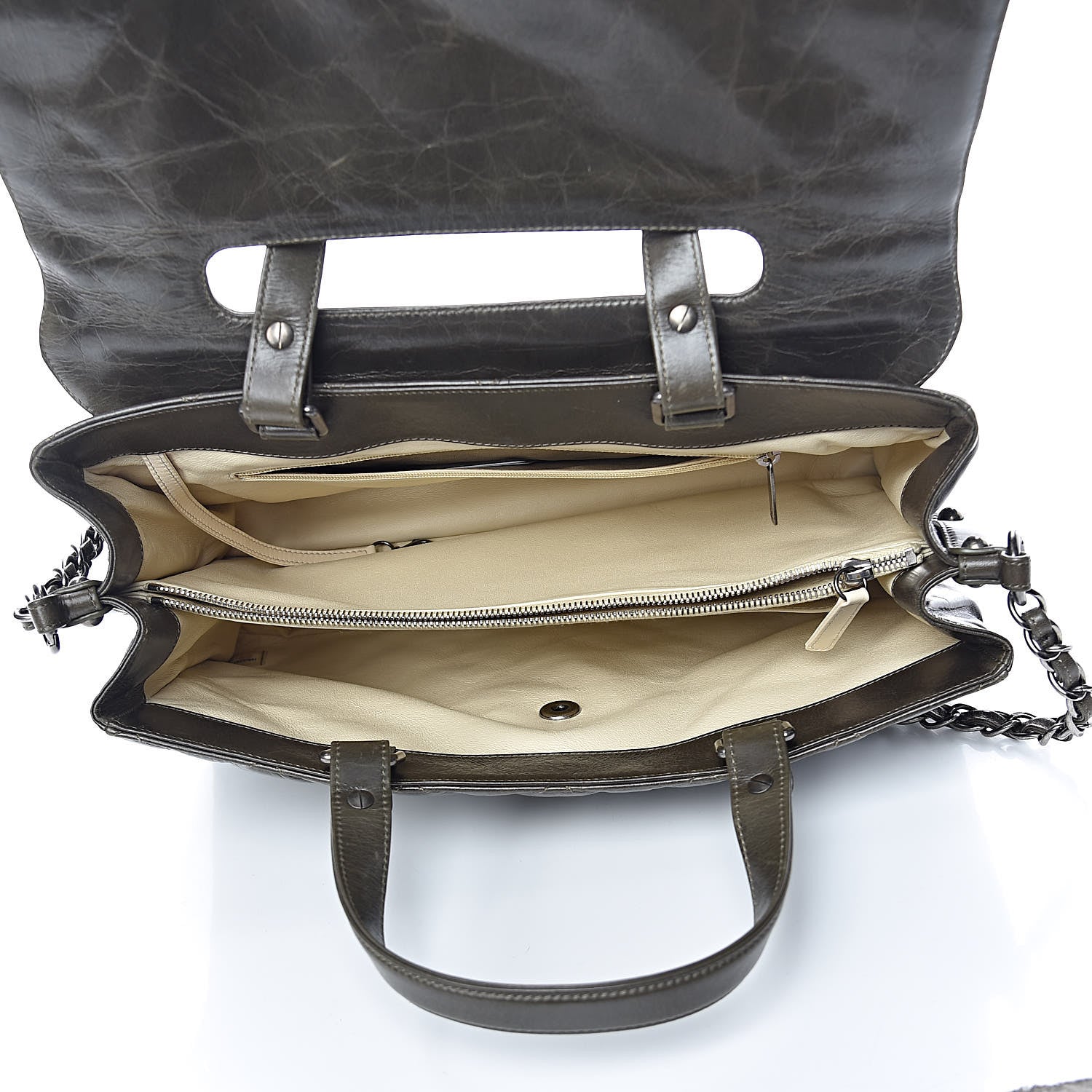 Chanel Glazed Calfskin Boy Satchel Flap Dark Grey 5 of 13