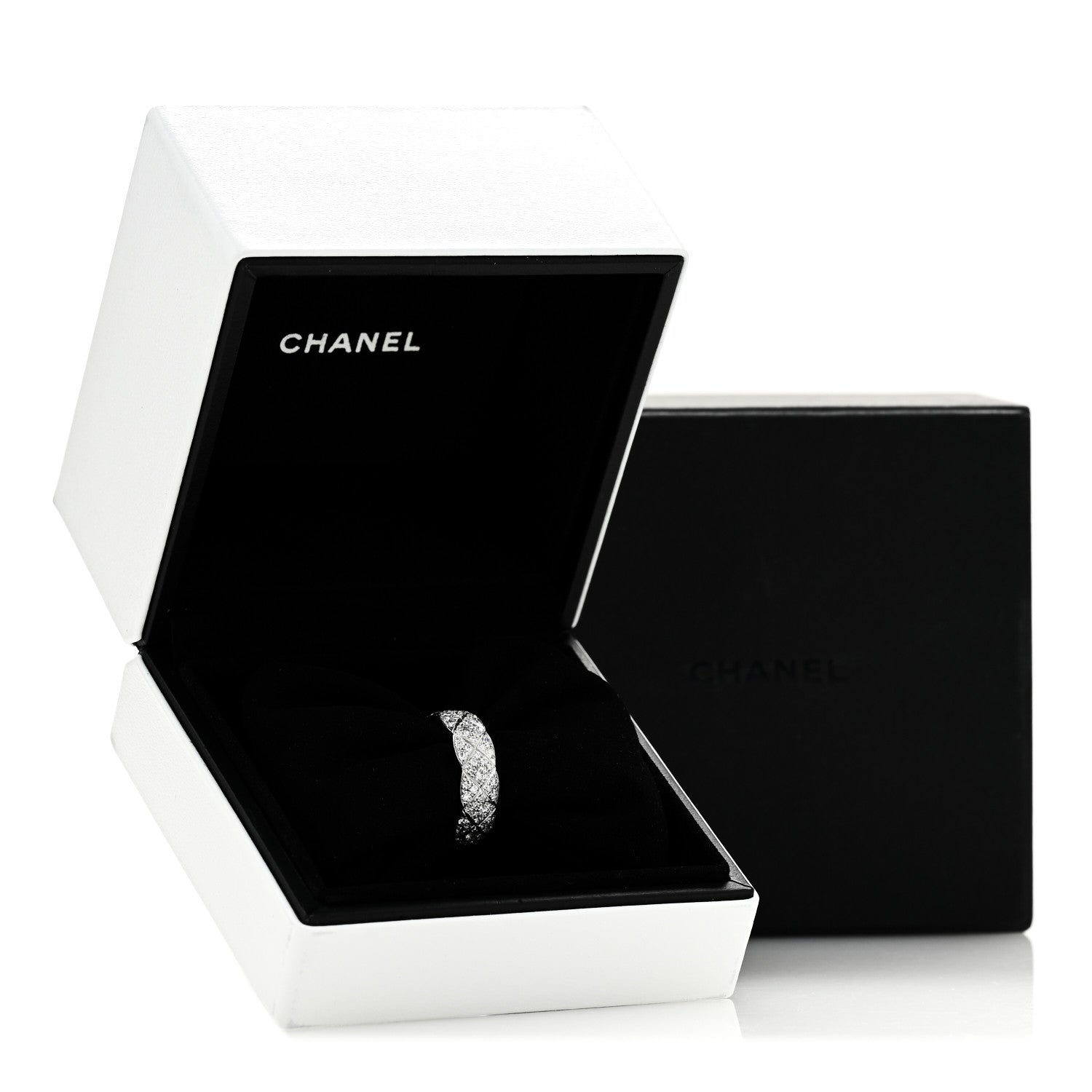 Chanel 18K White Gold Diamond Small Coco Crush Full Paved Ring 54 7 5 of 5