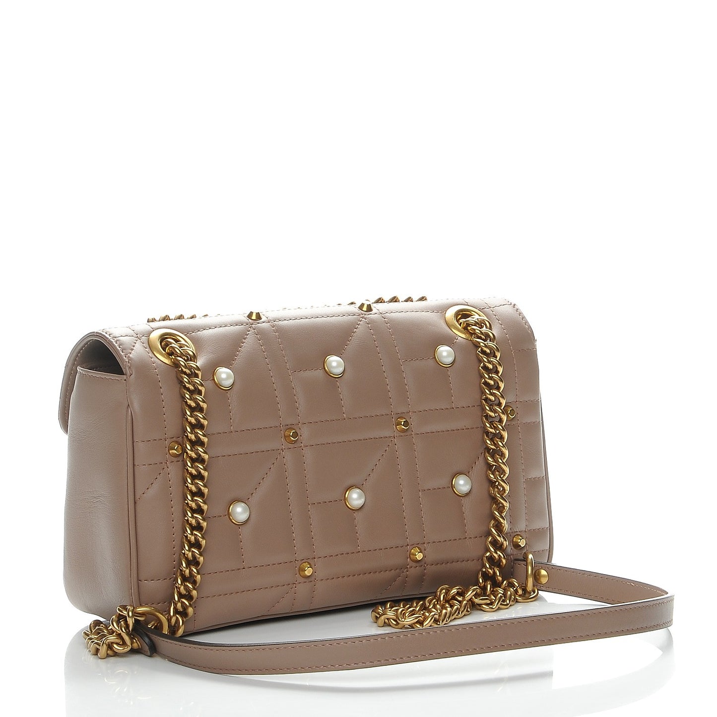 Calfskin Matelasse Studded Mini Pearly GG Marmont Shoulder Bag Porcelain Rose