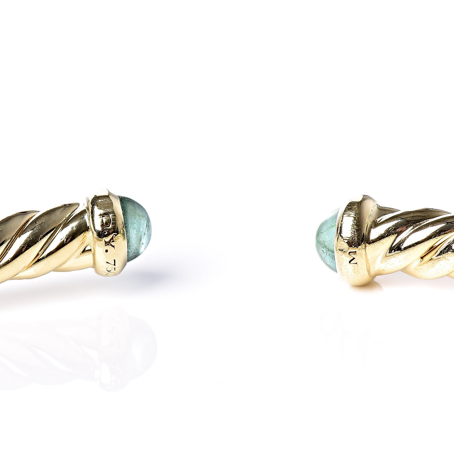 David Yurman 18K Yellow Gold Emerald 4mm Cablespira Bracelet 4 of 4