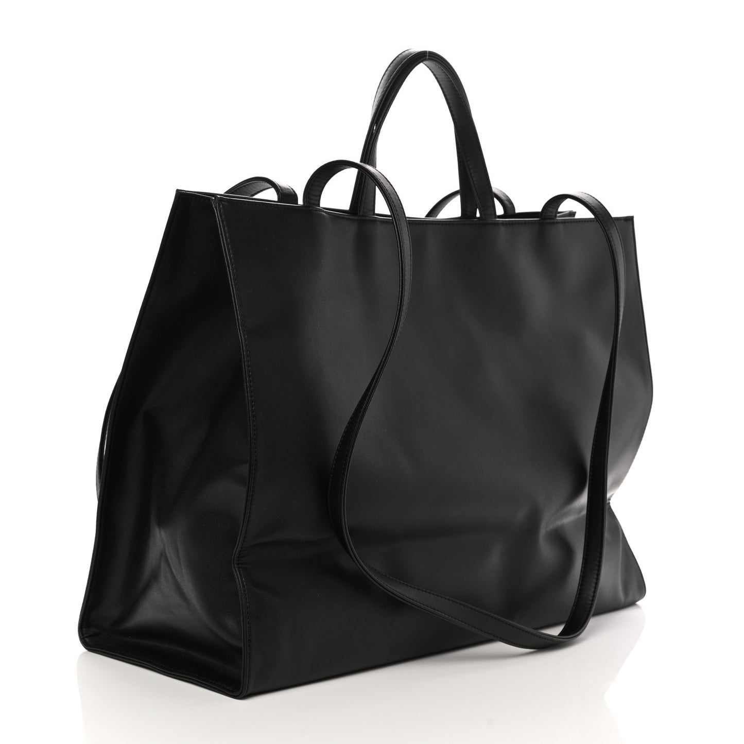 Vegan Leather Large Shopping Bag Black