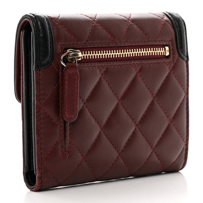 Chanel Lambskin Quilted Two Tone Day Compact Flap Wallet Burgundy 3 of 8