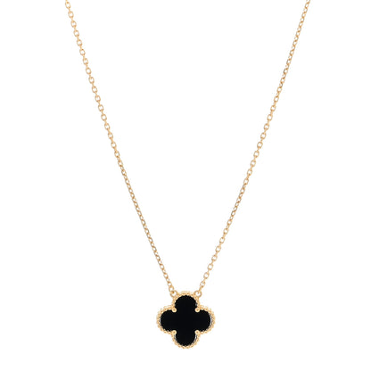Van Cleef & Arpels 18K Yellow Gold Black Onyx Vintage Alhambra Pendant Necklace 1 of 4
