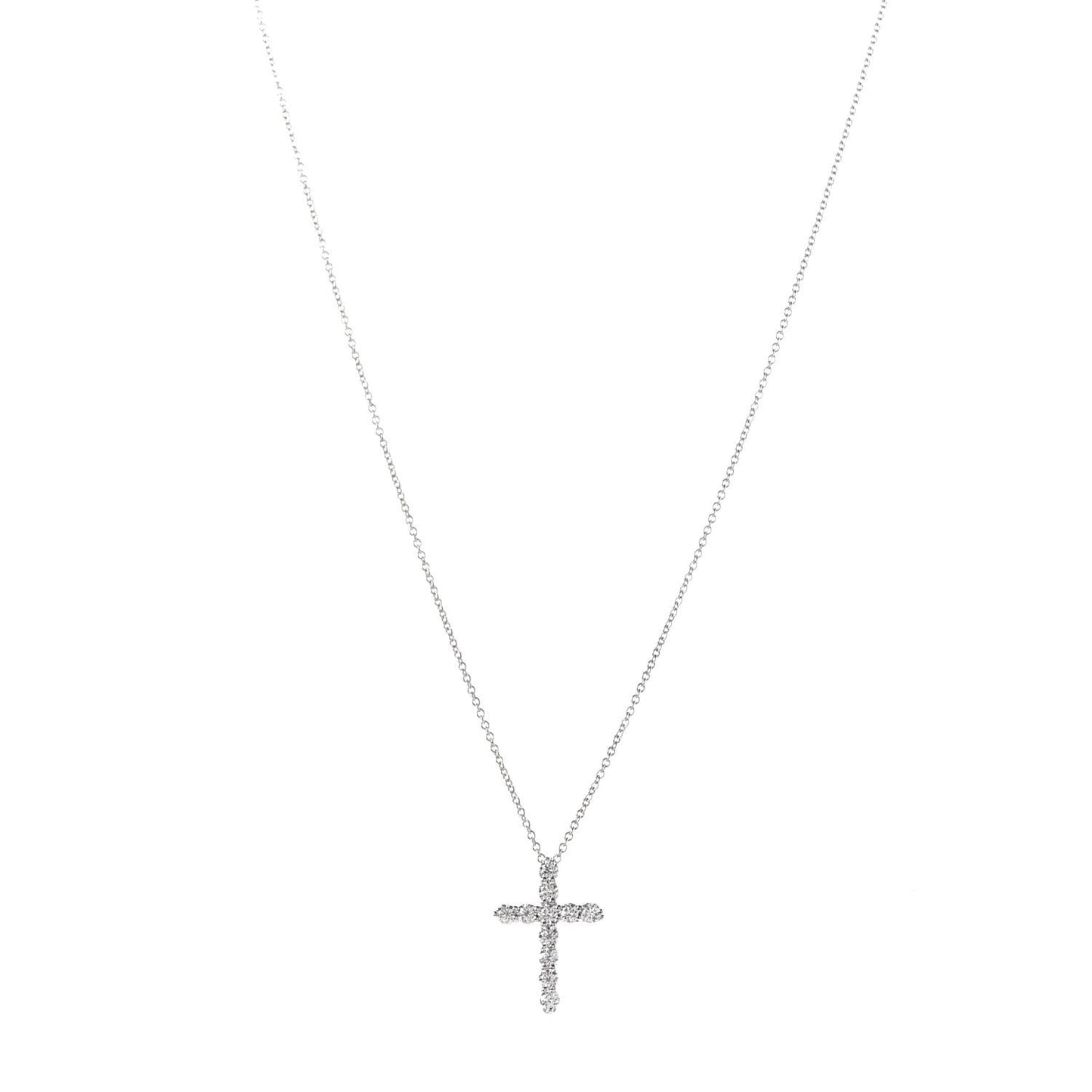 Platinum Diamond Small Cross Pendant Necklace