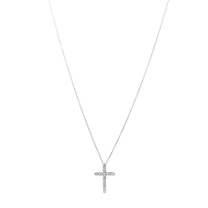 Tiffany Platinum Diamond Small Cross Pendant Necklace 1 of 6