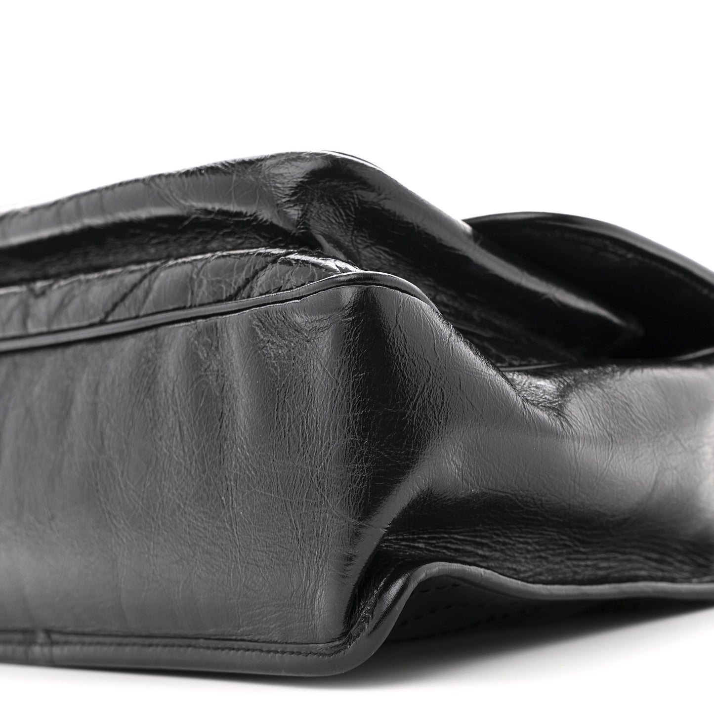 Crinkled Calfskin Matelasse Monogram Medium Niki Chain Satchel Black