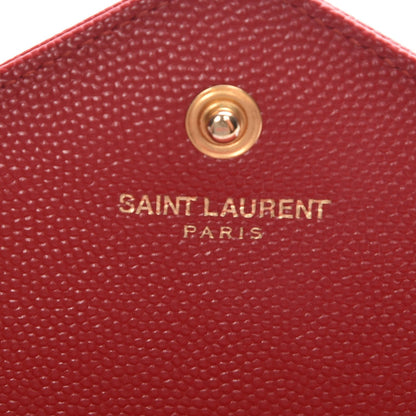 Saint Laurent Grain De Poudre Matelasse Chevron Monogram Chain Wallet Red 7 of 7