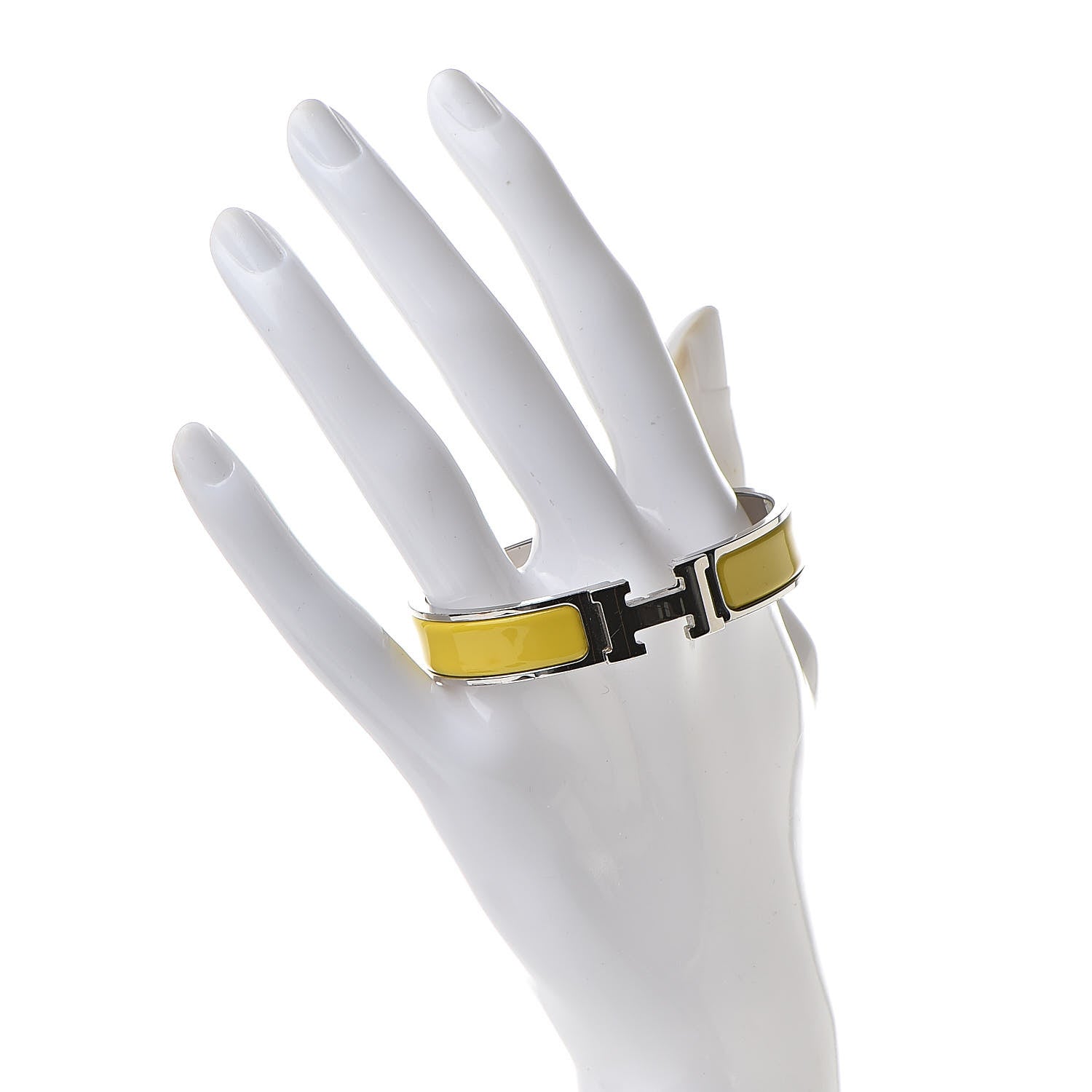 Hermes Enamel Narrow Clic Clac H Bracelet PM Jaune Soleil 2 of 6